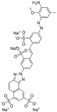 tetrasodium 2-[4-[2-[4-[(3-amino-2-methoxy-5-methylphenyl)azo]-2-sulphonatophenyl]vinyl]-3-sulphonatophenyl]-2H-naphtho[1,2-d]triazole-6,8-disulphonate Struktur