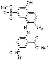 disodium 2-[(2-amino-5-hydroxy-7-sulphonato-1-naphthyl)azo]-5-nitrobenzoate Struktur