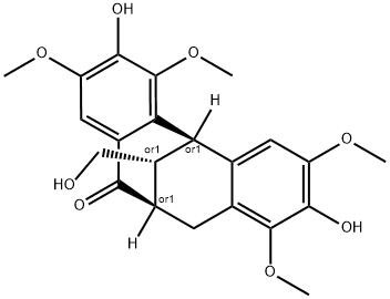 7,12-Dihydro-2,9-dihydroxy-13-hydroxymethyl-1,3,8,10-tetramethoxy-6,12-methanodibenzo[a,d]cycloocten-5(6H)-one Struktur