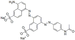 disodium 5-[(4-acetamidophenyl)azo]-8-[(4-amino-6-sulphonatonaphthyl)azo]naphthalene-2-sulphonate Struktur