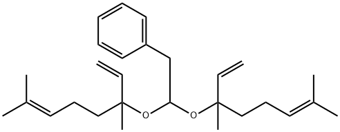 [2,2-bis[(1,5-dimethyl-1-vinyl-4-hexenyl)oxy]ethyl]benzene Struktur