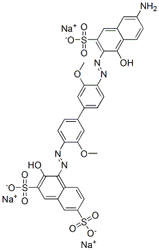 trisodium 4-[[4'-[(6-amino-1-hydroxy-3-sulphonato-2-naphthyl)azo]-3,3'-dimethoxy[1,1'-biphenyl]-4-yl]azo]-3-hydroxynaphthalene-2,7-disulphonate Struktur