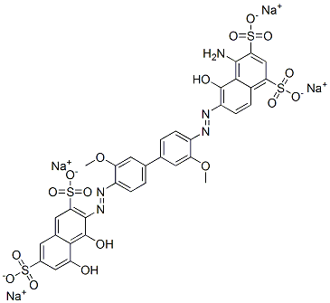 tetrasodium 4-amino-6-[[4'-[(1,8-dihydroxy-3,6-disulphonato-2-naphthyl)azo]-3,3'-dimethoxy[1,1'-biphenyl]-4-yl]azo]-5-hydroxynaphthalene-1,3-disulphonate Struktur