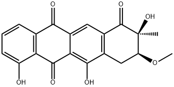 3,4-Dihydro-2,5,7-trihydroxy-3-methoxy-2-methyl-1,6,11(2H)-naphthacenetrione Struktur