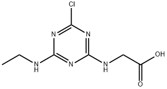 2-[(4-chloro-6-ethylamino-1,3,5-triazin-2-yl)amino]acetic acid Struktur