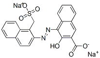 disodium 3-hydroxy-4-[[1-(sulphonatomethyl)-2-naphthyl]azo]-2-naphthoate Struktur