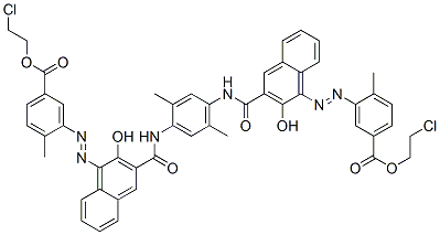 bis(2-chloroethyl) 3,3'-[(2,5-dimethyl-p-phenylene)bis[iminocarbonyl(2-hydroxy-1,3-naphthylene)azo]]di-p-toluate Struktur