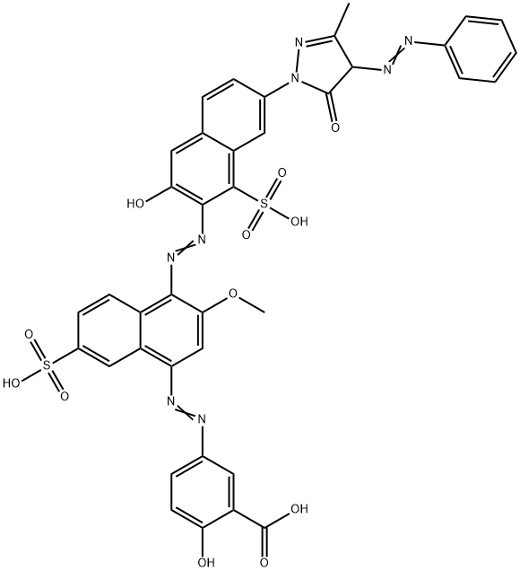 5-[[4-[[7-[4,5-dihydro-3-methyl-5-oxo-4-(phenylazo)-1H-pyrazol-1-yl]-3-hydroxy-1-sulpho-2-naphthyl]azo]-3-methoxy-7-sulpho-1-naphthyl]azo]salicylic acid Struktur