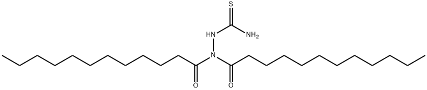 Dodecanoic acid 2-(aminothioxomethyl)-2-(1-oxododecyl) hydrazide Struktur