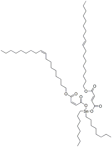 (Z)-octadec-9-enyl (,,Z)-6,6-dioctyl-4,8,11-trioxo-5,7,12-trioxa-6-stannatriaconta-2,9,21-trienoate Struktur