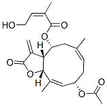 (Z)-4-Hydroxy-2-methyl-2-butenoic acid [(3aR,4R,6E,9S,10Z,11aR)-9-acetoxy-2,3,3a,4,5,8,9,11a-octahydro-6,11-dimethyl-3-methylene-2-oxocyclodeca[b]furan-4-yl] ester Struktur