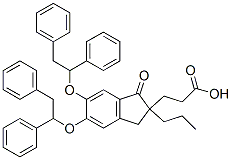 5,6-bis(dibenzyloxy)-1-oxo-2-propyl-2-indanpropionic acid Struktur