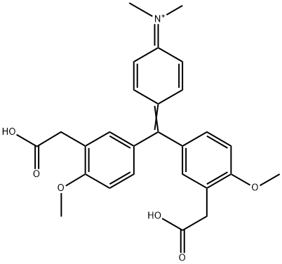 [4-[bis[3-(carboxymethyl)-4-methoxyphenyl]methylene]-2,5-cyclohexadien-1-ylidene]dimethylammonium Struktur