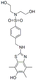 Benzenesulfonamide,  N,N-bis(2-hydroxyethyl)-4-[[(6-hydroxy-4,5,7-trimethyl-2-benzothiazolyl)amino]methyl]- Struktur