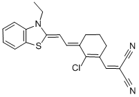 (((3E)-2-CHLORO-3-[(2Z)-2-(3-ETHYL-1,3-BENZOTHIAZOL-2(3H)-YLIDENE)ETHYLIDENE]CYCLOHEX-1-EN-1-YL)METHYLENE)MALONONITRILE Struktur