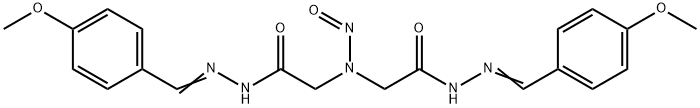 N-[(4-methoxyphenyl)methylideneamino]-2-[[(4-methoxyphenyl)methylidene amino]carbamoylmethyl-nitroso-amino]acetamide Struktur