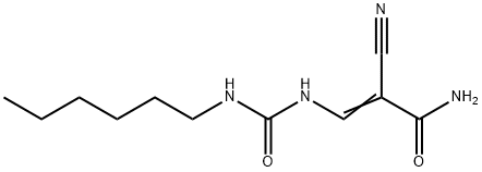 (Z)-2-cyano-3-(hexylcarbamoylamino)prop-2-enamide Struktur