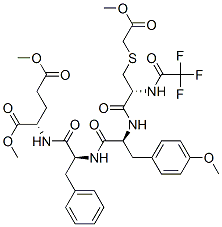 N-[N-[N-[S-(2-Methoxy-2-oxoethyl)-N-(trifluoroacetyl)-L-cysteinyl]-O-methyl-L-tyrosyl]-L-phenylalanyl]-L-glutamic acid dimethyl ester Struktur