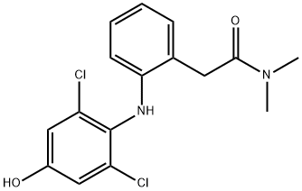 2-[2-(2',6'-DICHLORO-4'-HYDROXPHENYLAMINO)PHENYL]-N,N-DIMETHYLACETAMIDE Struktur