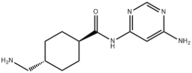 Cyclohexanecarboxamide, 4-(aminomethyl)-N-(6-amino-4-pyrimidinyl)-, trans- Struktur