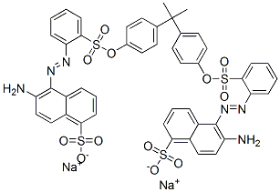 disodium 5,5'-[(1-methylethylidene)bis(4,1-phenyleneoxysulphonyl-2,1-phenyleneazo)]bis[6-aminonaphthalene-1-sulphonate] Struktur