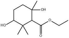 3,6-Dihydroxy-2,2,6-trimethylcyclohexanecarboxylic acid ethyl ester Struktur