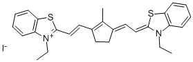 3-ETHYL-2-[(E)-2-(3-((E)-2-[3-ETHYL-1,3-BENZOTHIAZOL-2(3H)-YLIDENE]ETHYLIDENE)-2-METHYL-1-CYCLOPENTEN-1-YL)ETHENYL]-1,3-BENZOTHIAZOL-3-IUM IODIDE Struktur