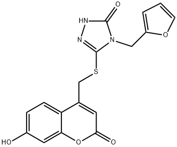 4-({[4-(2-FURYLMETHYL)-5-HYDROXY-4H-1,2,4-TRIAZOL-3-YL]SULFANYL}METHYL)-7-HYDROXY-2H-CHROMEN-2-ONE Struktur