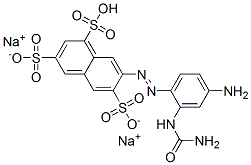 disodium hydrogen -7-[[4-amino-2-[(aminocarbonyl)amino]phenyl]azo]naphthalene-1,3,6-trisulphonate Struktur