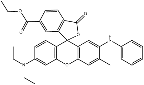 6'-(Diethylamino)-3'-methyl-3-oxo-2'-(phenylamino)spiro[isobenzofuran-1(3H),9'-[9H]xanthene]-6-carboxylic acid ethyl ester Struktur