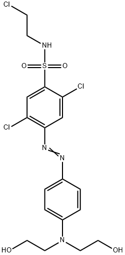 4-[[4-[bis(2-hydroxyethyl)amino]phenyl]azo]-2,5-dichloro-N-(2-chloroethyl)benzenesulphonamide Struktur