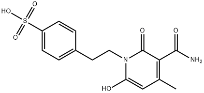 4-[2-[3-(Aminocarbonyl)-6-hydroxy-4-methyl-2-oxo-1(2H)-pyridinyl]ethyl]benzenesulfonic acid Struktur