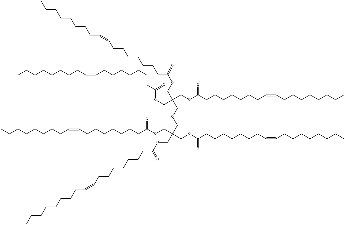 Bis[(Z)-9-octadecenoic acid]2-[[3-[[(Z)-1-oxo-9-octadecenyl]oxy]-2,2-bis[[[(Z)-1-oxo-9-octadecenyl]oxy]methyl]propoxy]methyl]-2-[[[(Z)-1-oxo-9-octadecenyl]oxy]methyl]-1,3-propanediyl ester Struktur