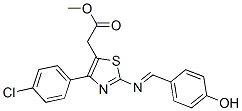 4-(p-Chlorophenyl)-2-[(p-hydroxybenzylidene)amino]-5-thiazoleacetic acid methyl ester Struktur