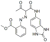 2-[[1-[[[(2,3-Dihydro-2-oxo-1H-benzimidazol)-5-yl]amino]carbonyl]-2-oxopropyl]azo]benzoic acid methyl ester Struktur