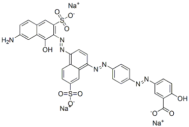 5-[[4-[[4-[(7-Amino-1-hydroxy-3-sulfo-2-naphthalenyl)azo]-7-sulfo-1-naphthalenyl]azo]phenyl]azo]-2-hydroxybenzoic acid trisodium salt Structure