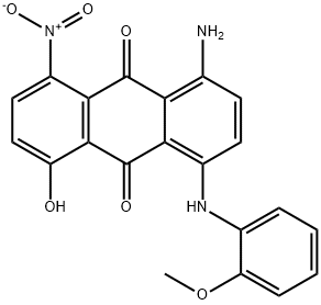 1-amino-5-hydroxy-4-[(2-methoxyphenyl)amino]-8-nitroanthraquinone Struktur