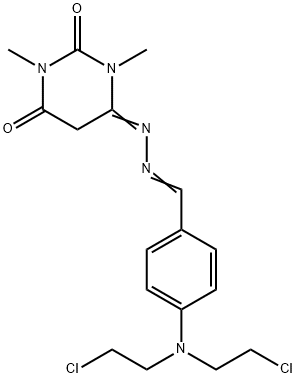 6-[(2Z)-2-[[4-[bis(2-chloroethyl)amino]phenyl]methylidene]hydrazinyl]- 1,3-dimethyl-pyrimidine-2,4-dione Struktur