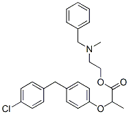 2-(benzyl-methyl-amino)ethyl 2-[4-[(4-chlorophenyl)methyl]phenoxy]prop anoate Struktur