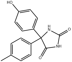 4-(p-hydroxyphenyl)-4-(p-tolyl)perhydroimidazole-2,5-dione Struktur