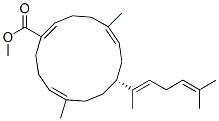 (1E,5E,8R,11E)-8-[(1E)-1,5-Dimethyl-1,4-hexadienyl]-5,11-dimethyl-1,5,11-cyclotetradecatriene-1-carboxylic acid methyl ester Struktur