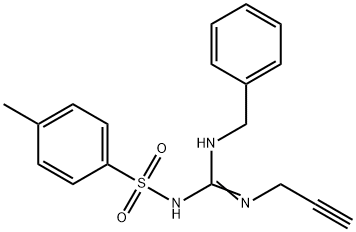 Benzenesulfonamide, 4-methyl-N-(((phenylmethyl)amino)(2-propynylamino) methylene)-, Struktur