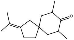 7,9-Dimethyl-2-(1-methylethylidene)spiro[4.5]decan-8-one Struktur