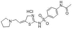 Acetamide, N-(4-(((5-(2-(1-pyrrolidinyl)ethylidene)-4,5-dihydro-2-thia zolyl)amino)sulfonyl)phenyl)-, monohydrochloride Struktur