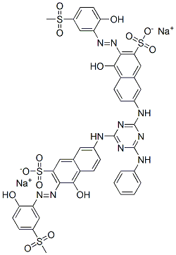 disodium 7,7'-[[6-(phenylamino)-1,3,5-triazine-2,4-diyl]diimino]bis[4-hydroxy-3-[[2-hydroxy-5-(methylsulphonyl)phenyl]azo]naphthalene-2-sulphonate] Struktur