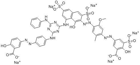 Cuprat(5-), [5-[[4-[[8-[[4-[[4-[(3-Carboxy-4-hydroxyphenyl)azo]phenyl]amino]-6-(phenylamino)-1,3,5-triazin-2-yl]amino]-1-hydroxy-3,6-disulfo-2-naphthalinyl]azo]-5-hydroxy-2-methylphenyl]azo]-2-hydroxy-3-sulfobenzoato(7-)]-, Pentanatrium