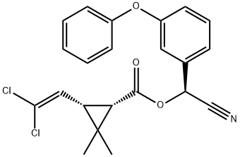 alpha-cyano-3-phenoxybenzyl [1S-[1alpha(R*),3alpha]]-3-(2,2-dichlorovinyl)-2,2-dimethylcyclopropanecarboxylate Struktur