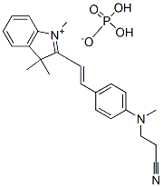 2-[2-[4-[(2-cyanoethyl)methylamino]phenyl]vinyl]-1,3,3-trimethyl-3H-indolium dihydrogen phosphate Struktur