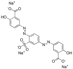 trisodium 5,5'-[(2-sulphonato-1,4-phenylene)bis(azo)]bis(salicylate) Struktur