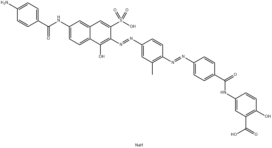 5-[[4-[[4-[[6-[(4-Aminobenzoyl)amino]-1-hydroxy-3-sulfo-2-naphthalenyl]azo]-2-methylphenyl]azo]benzoyl]amino]-2-hydroxybenzoic acid disodium salt Struktur